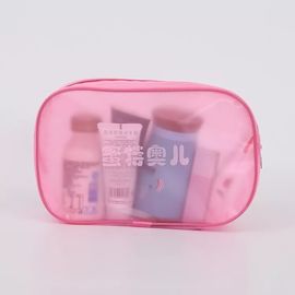 Porcellana Sacchetto di plastica rosa del PVC di trucco con nastro adesivo magico e la superficie di cucito del mestiere della corda fornitore