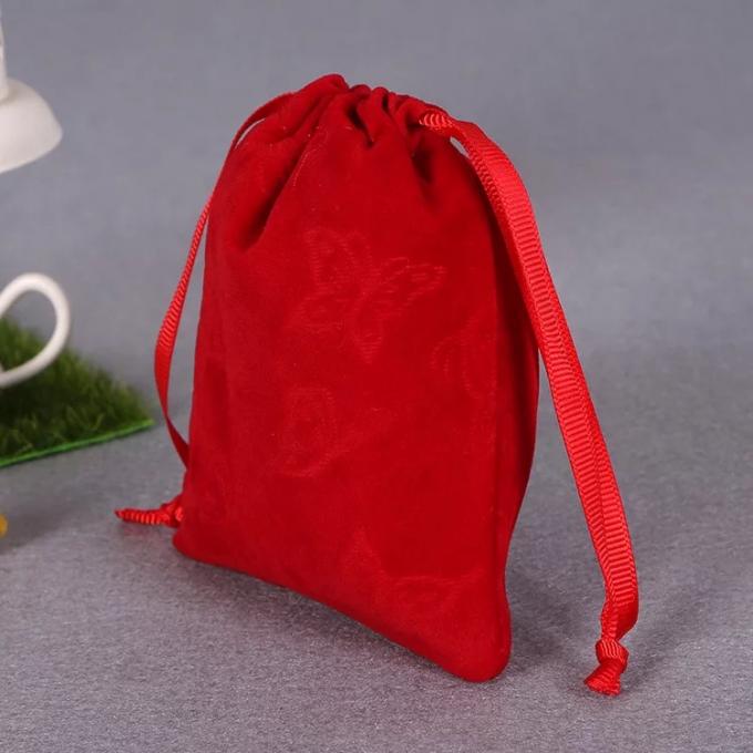 Borsa di cordone rossa stampata del cotone, grande borsa della lavanderia del cordone della tela