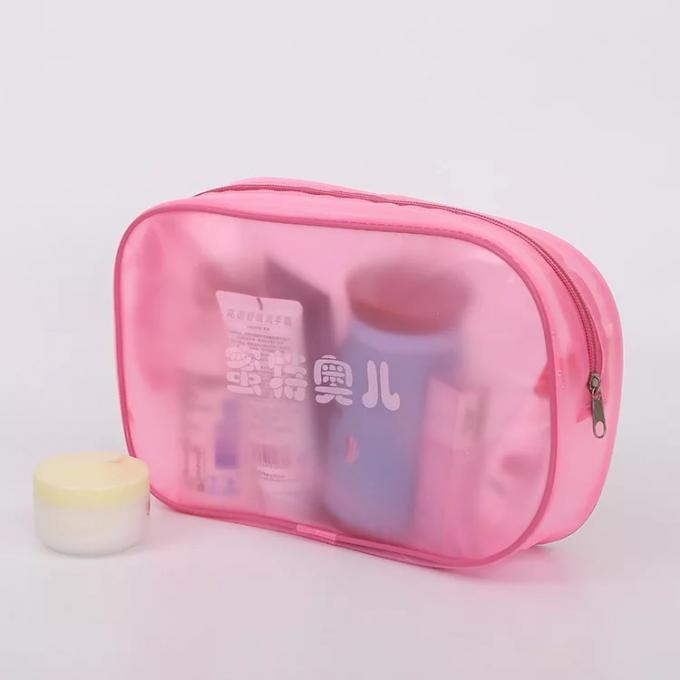 Sacchetto di plastica rosa del PVC di trucco con nastro adesivo magico e la superficie di cucito del mestiere della corda